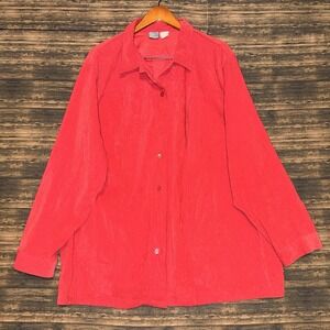 JM Stretch Button Up Red Shirt 3XL